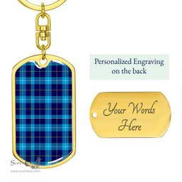 ScotsTee Shop Scottish McKerrell Clan Dog Tag Pendant Tartan Luxury Keychain - Personalized Engraving
