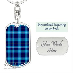 ScotsTee Shop Scottish McKerrell Clan Dog Tag Pendant Tartan Luxury Keychain - Personalized Engraving