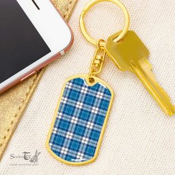 ScotsTee Shop Scottish Roberton Clan Dog Tag Pendant Tartan Luxury Keychain - Personalized Engraving