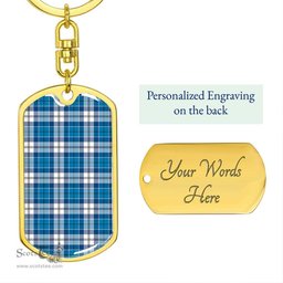 ScotsTee Shop Scottish Roberton Clan Dog Tag Pendant Tartan Luxury Keychain - Personalized Engraving