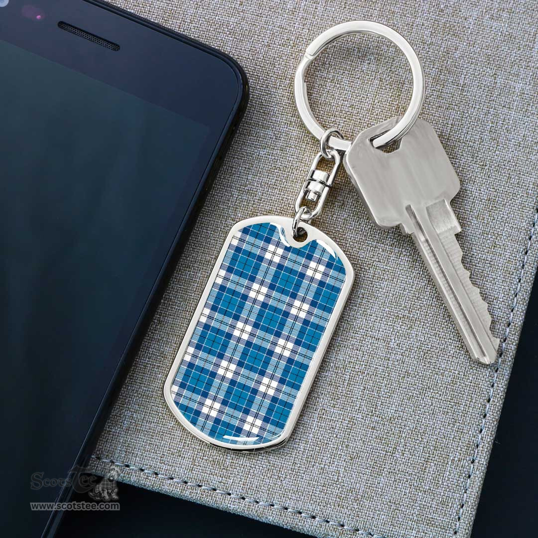 ScotsTee Shop Scottish Roberton Clan Dog Tag Pendant Tartan Luxury Keychain - Personalized Engraving