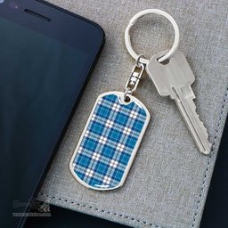 ScotsTee Shop Scottish Roberton Clan Dog Tag Pendant Tartan Luxury Keychain - Personalized Engraving