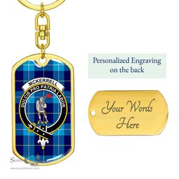 ScotsTee Shop Scottish McKerrell Clan Crest Dog Tag Pendant Tartan Luxury Keychain - Personalized Engraving