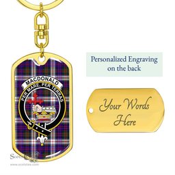 ScotsTee Shop Scottish MacDonald Dress Modern Clan Crest Dog Tag Pendant Tartan Luxury Keychain - Personalized Engraving