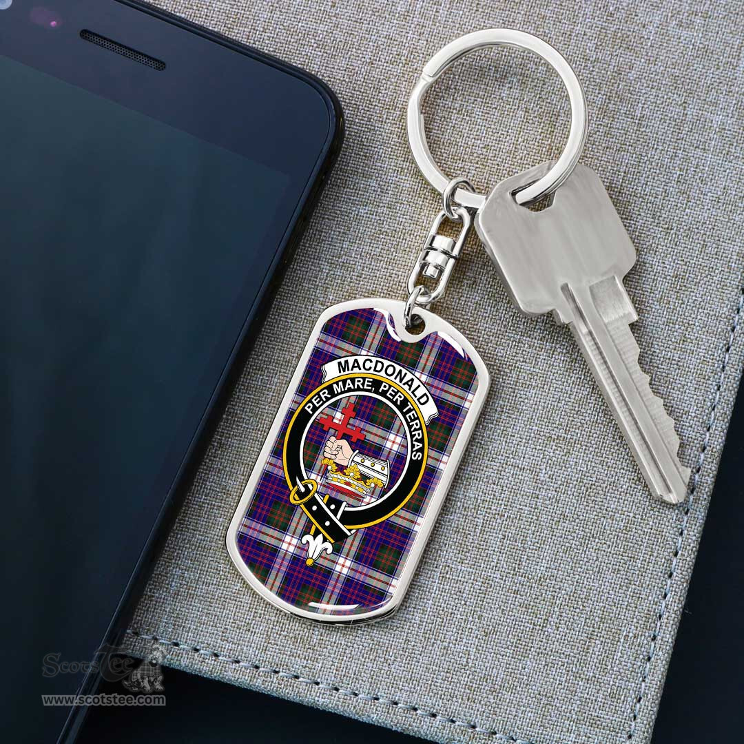 ScotsTee Shop Scottish MacDonald Dress Modern Clan Crest Dog Tag Pendant Tartan Luxury Keychain - Personalized Engraving