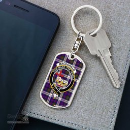 ScotsTee Shop Scottish MacDonald Dress Modern Clan Crest Dog Tag Pendant Tartan Luxury Keychain - Personalized Engraving