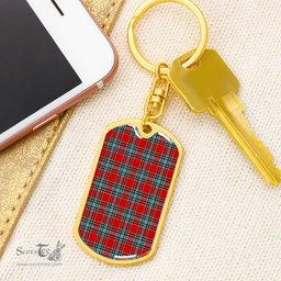 ScotsTee Shop Scottish MacLeay Clan Dog Tag Pendant Tartan Luxury Keychain - Personalized Engraving