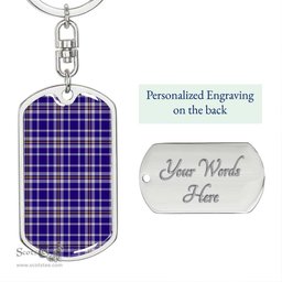 ScotsTee Shop Scottish Ochterlony Clan Dog Tag Pendant Tartan Luxury Keychain - Personalized Engraving