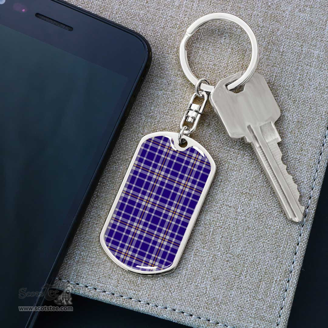 ScotsTee Shop Scottish Ochterlony Clan Dog Tag Pendant Tartan Luxury Keychain - Personalized Engraving