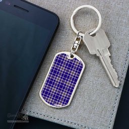 ScotsTee Shop Scottish Ochterlony Clan Dog Tag Pendant Tartan Luxury Keychain - Personalized Engraving