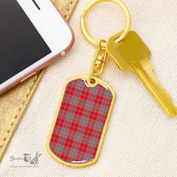 ScotsTee Shop Scottish Moubray Clan Dog Tag Pendant Tartan Luxury Keychain - Personalized Engraving