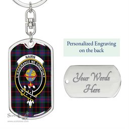 ScotsTee Shop Scottish Nairn Clan Crest Dog Tag Pendant Tartan Luxury Keychain - Personalized Engraving