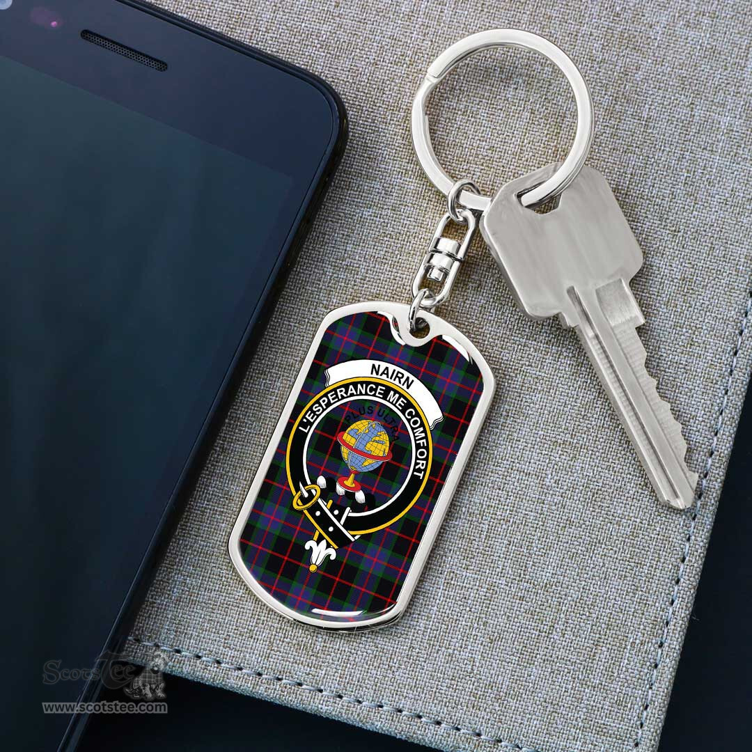 ScotsTee Shop Scottish Nairn Clan Crest Dog Tag Pendant Tartan Luxury Keychain - Personalized Engraving