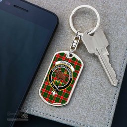 ScotsTee Shop Scottish Pollock Modern Clan Crest Dog Tag Pendant Tartan Luxury Keychain - Personalized Engraving