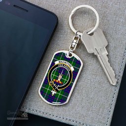 ScotsTee Shop Scottish MacIntyre Hunting Modern Clan Crest Dog Tag Pendant Tartan Luxury Keychain - Personalized Engraving