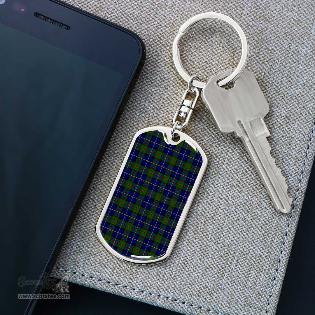 ScotsTee Shop Scottish MacLeod of Harris Modern Clan Dog Tag Pendant Tartan Luxury Keychain - Personalized Engraving