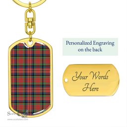 ScotsTee Shop Scottish MacPherson Ancient Clan Dog Tag Pendant Tartan Luxury Keychain - Personalized Engraving