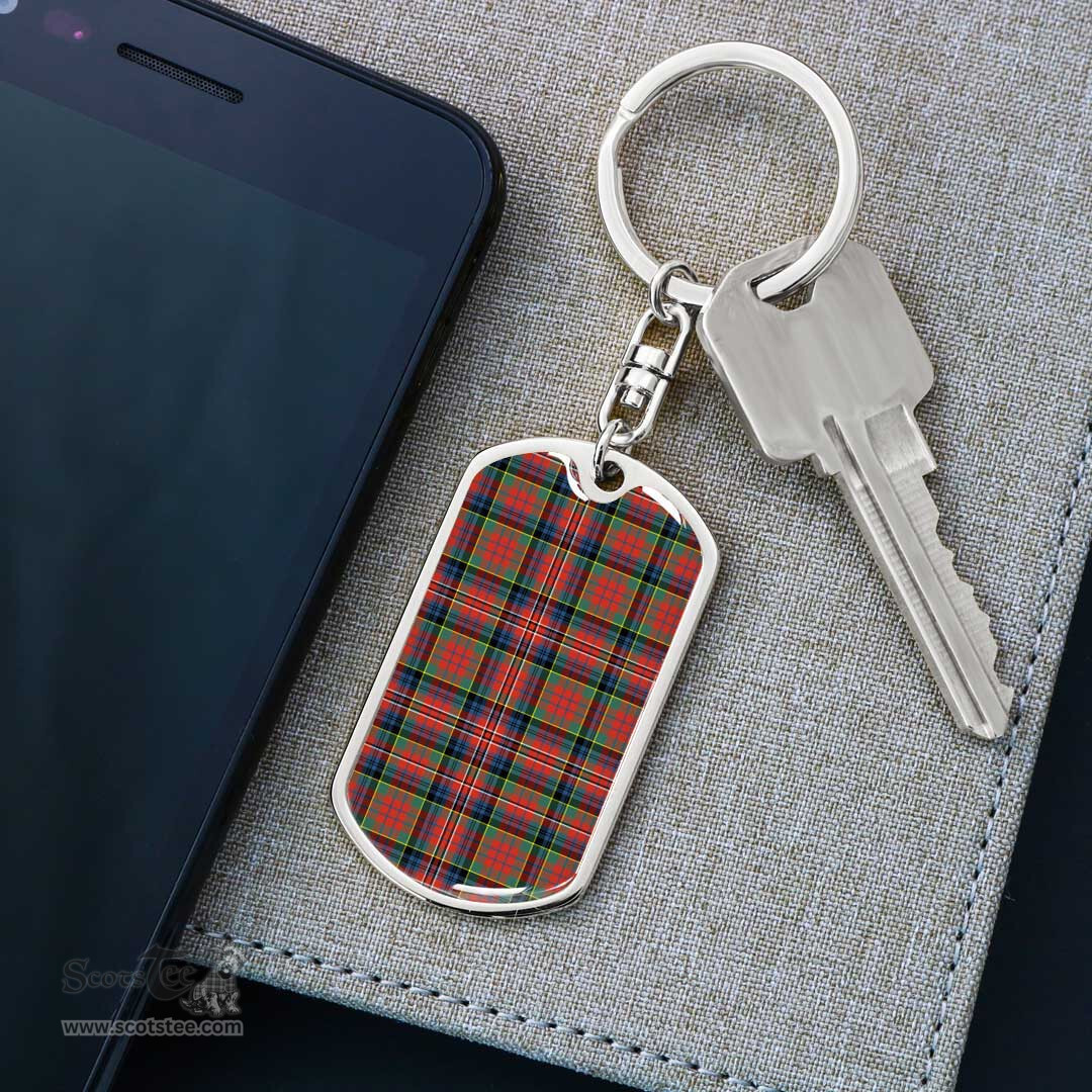 ScotsTee Shop Scottish MacPherson Ancient Clan Dog Tag Pendant Tartan Luxury Keychain - Personalized Engraving