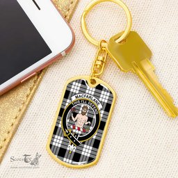 ScotsTee Shop Scottish MacFarlane Black White Clan Crest Dog Tag Pendant Tartan Luxury Keychain - Personalized Engraving
