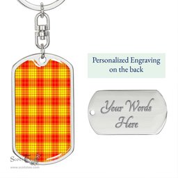 ScotsTee Shop Scottish MacMillan Clan Clan Dog Tag Pendant Tartan Luxury Keychain - Personalized Engraving