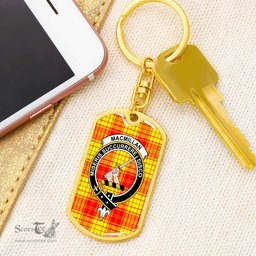 ScotsTee Shop Scottish MacMillan Clan Clan Crest Dog Tag Pendant Tartan Luxury Keychain - Personalized Engraving