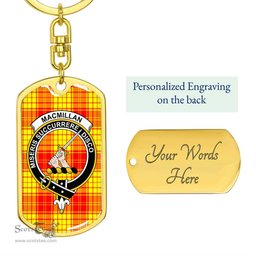 ScotsTee Shop Scottish MacMillan Clan Clan Crest Dog Tag Pendant Tartan Luxury Keychain - Personalized Engraving