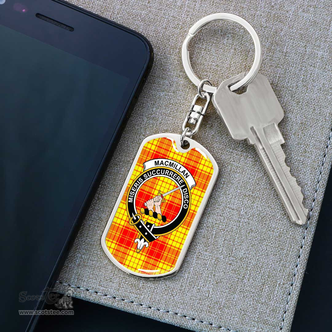 ScotsTee Shop Scottish MacMillan Clan Clan Crest Dog Tag Pendant Tartan Luxury Keychain - Personalized Engraving