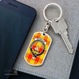 ScotsTee Shop Scottish MacMillan Clan Clan Crest Dog Tag Pendant Tartan Luxury Keychain - Personalized Engraving