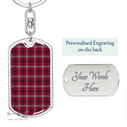 ScotsTee Shop Scottish Little Clan Dog Tag Pendant Tartan Luxury Keychain - Personalized Engraving