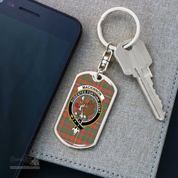 ScotsTee Shop Scottish MacKinnon Ancient Clan Crest Dog Tag Pendant Tartan Luxury Keychain - Personalized Engraving