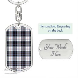 ScotsTee Shop Scottish MacRae Dress Modern Clan Dog Tag Pendant Tartan Luxury Keychain - Personalized Engraving