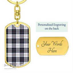 ScotsTee Shop Scottish MacRae Dress Modern Clan Dog Tag Pendant Tartan Luxury Keychain - Personalized Engraving