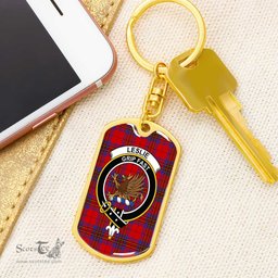 ScotsTee Shop Scottish Leslie Modern Clan Crest Dog Tag Pendant Tartan Luxury Keychain - Personalized Engraving