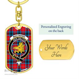 ScotsTee Shop Scottish MacTavish Modern Clan Crest Dog Tag Pendant Tartan Luxury Keychain - Personalized Engraving
