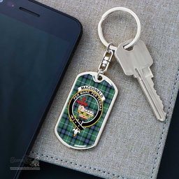 ScotsTee Shop Scottish MacDonald of the Isles Hunting Ancient Clan Crest Dog Tag Pendant Tartan Luxury Keychain - Personalized Engraving