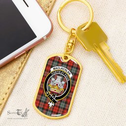 ScotsTee Shop Scottish MacLachlan Weathered Clan Crest Dog Tag Pendant Tartan Luxury Keychain - Personalized Engraving