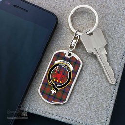 ScotsTee Shop Scottish MacDuff Hunting Modern Clan Crest Dog Tag Pendant Tartan Luxury Keychain - Personalized Engraving