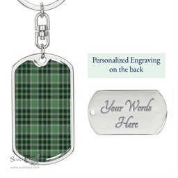 ScotsTee Shop Scottish MacDonald Lord of the Isles Hunting Clan Dog Tag Pendant Tartan Luxury Keychain - Personalized Engraving