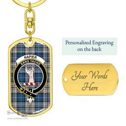 ScotsTee Shop Scottish Napier Modern Clan Crest Dog Tag Pendant Tartan Luxury Keychain - Personalized Engraving