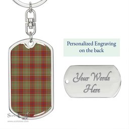 ScotsTee Shop Scottish MacGillivray Hunting Ancient Clan Dog Tag Pendant Tartan Luxury Keychain - Personalized Engraving