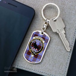 ScotsTee Shop Scottish Rutherford Clan Crest Dog Tag Pendant Tartan Luxury Keychain - Personalized Engraving