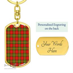 ScotsTee Shop Scottish Leask Clan Dog Tag Pendant Tartan Luxury Keychain - Personalized Engraving