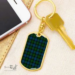 ScotsTee Shop Scottish MacKay Modern Clan Dog Tag Pendant Tartan Luxury Keychain - Personalized Engraving
