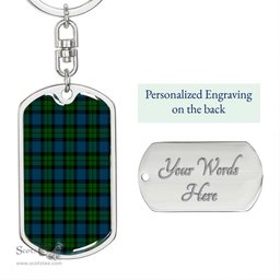 ScotsTee Shop Scottish MacKay Modern Clan Dog Tag Pendant Tartan Luxury Keychain - Personalized Engraving