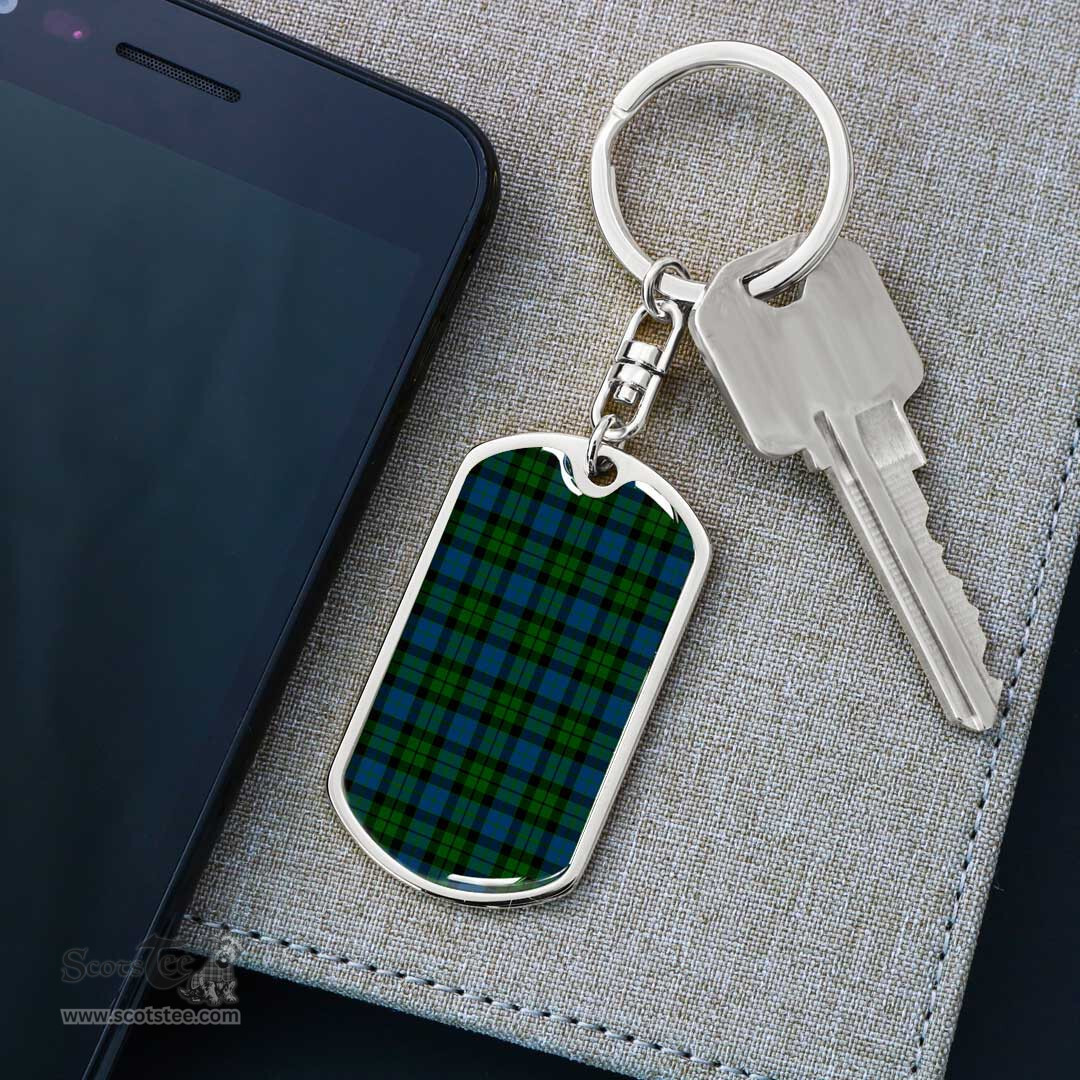 ScotsTee Shop Scottish MacKay Modern Clan Dog Tag Pendant Tartan Luxury Keychain - Personalized Engraving