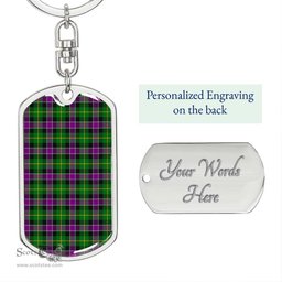 ScotsTee Shop Scottish Selkirk Clan Dog Tag Pendant Tartan Luxury Keychain - Personalized Engraving