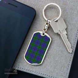 ScotsTee Shop Scottish Strachan Clan Dog Tag Pendant Tartan Luxury Keychain - Personalized Engraving