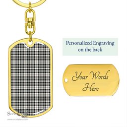 ScotsTee Shop Scottish Scott Black _ White Ancient Clan Dog Tag Pendant Tartan Luxury Keychain - Personalized Engraving