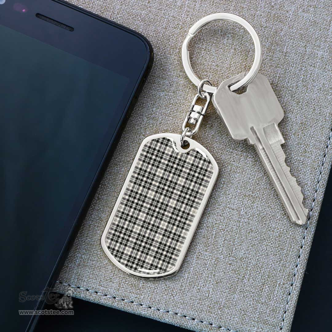 ScotsTee Shop Scottish Scott Black _ White Ancient Clan Dog Tag Pendant Tartan Luxury Keychain - Personalized Engraving