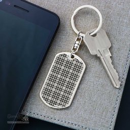 ScotsTee Shop Scottish Scott Black _ White Ancient Clan Dog Tag Pendant Tartan Luxury Keychain - Personalized Engraving